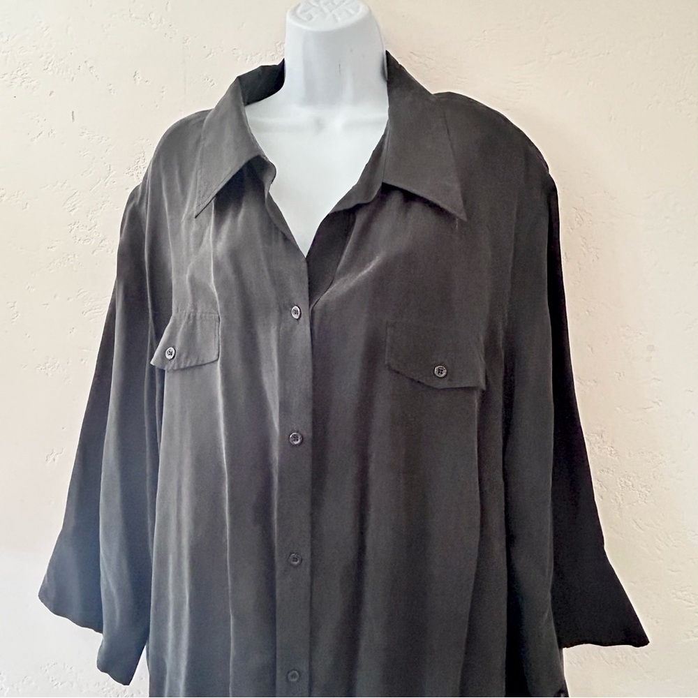 ULLA POPKEN Cupro Swing Button Down Tunic Top Blouse Size 30 - Picture 3 of 13